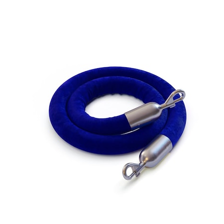 Montour Line Velvet Rope Blue With Satin Stainless Snap Ends 6ft.Cotton Core PVR150-60-BL-SE-SS